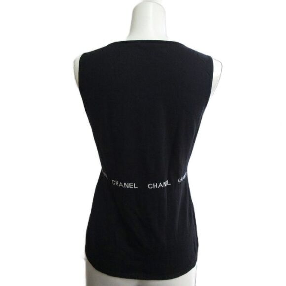 Chanel Vintage Sleeveless Cut And Sewn Jacquard Signature Knit Black - MNK2 - Picture 2 of 7